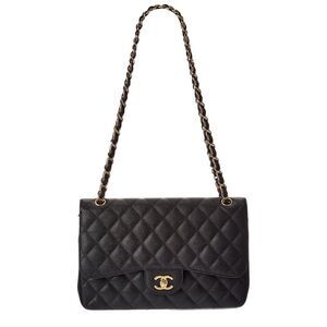 Chanel Black Quilted Caviar Leather Double Flap (Authentic Pre-Loved)